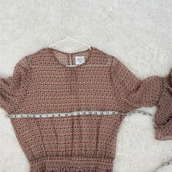 MISA Los Angeles Floral Mini Dress Ruffle Tiered Smocked Waist Size M - Picture 9 of 12